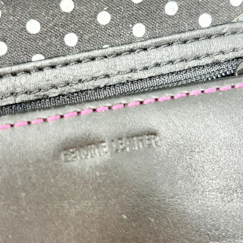 ROLFS Women’s Black Tri-Fold Wallet Pink Orange Accents Credit Cards ID Coins